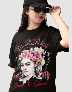 Analytical Virgo Graphic Printed Oversized T-Shirt For Women