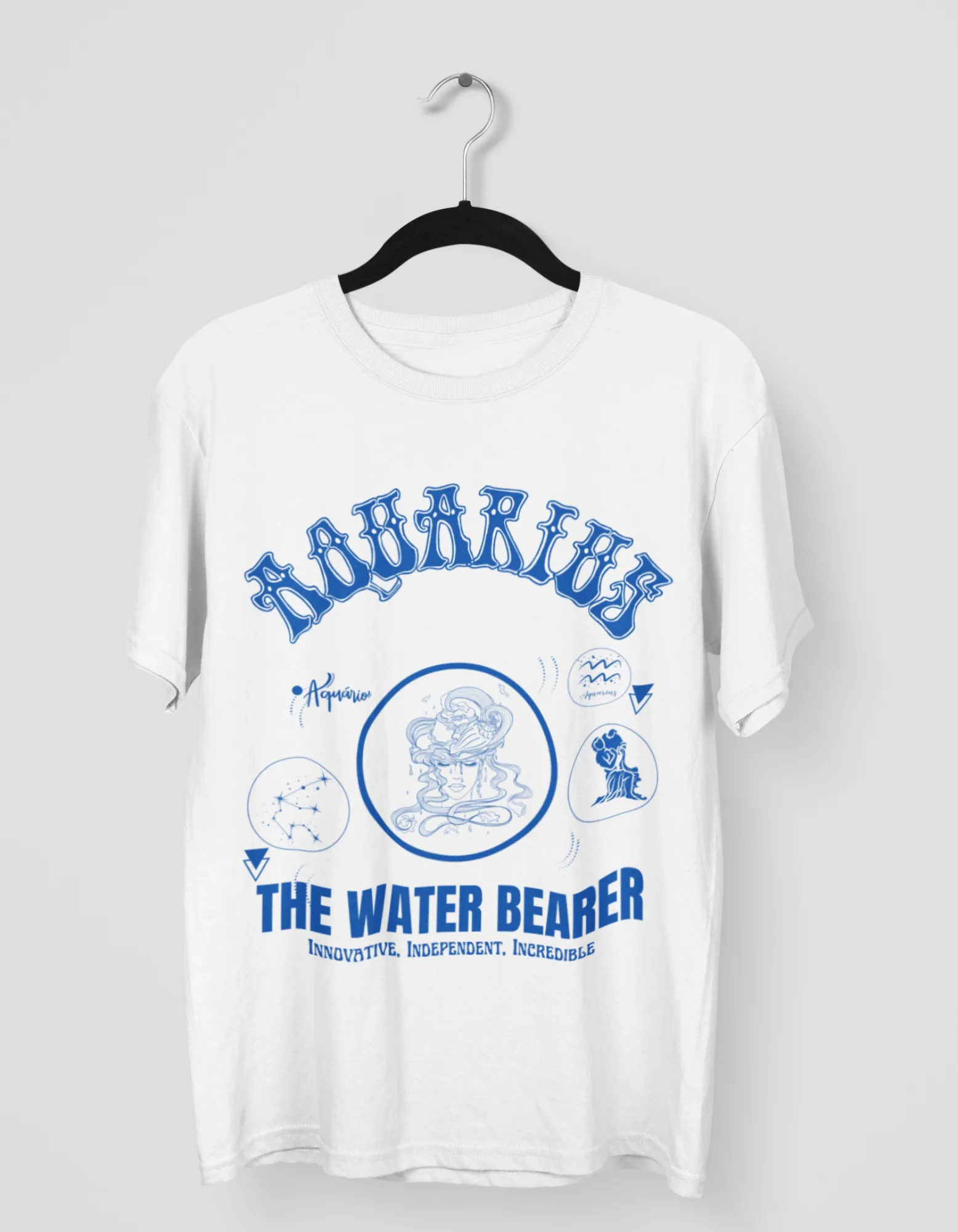 Aquarius The Water Bearer Graphic Printed Oversized T-Shirt For Women