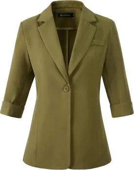 Beninos Womens 3/4 Sleeve Blazers Business Casual Solid Lightweight Suit Jacket Office Blazer