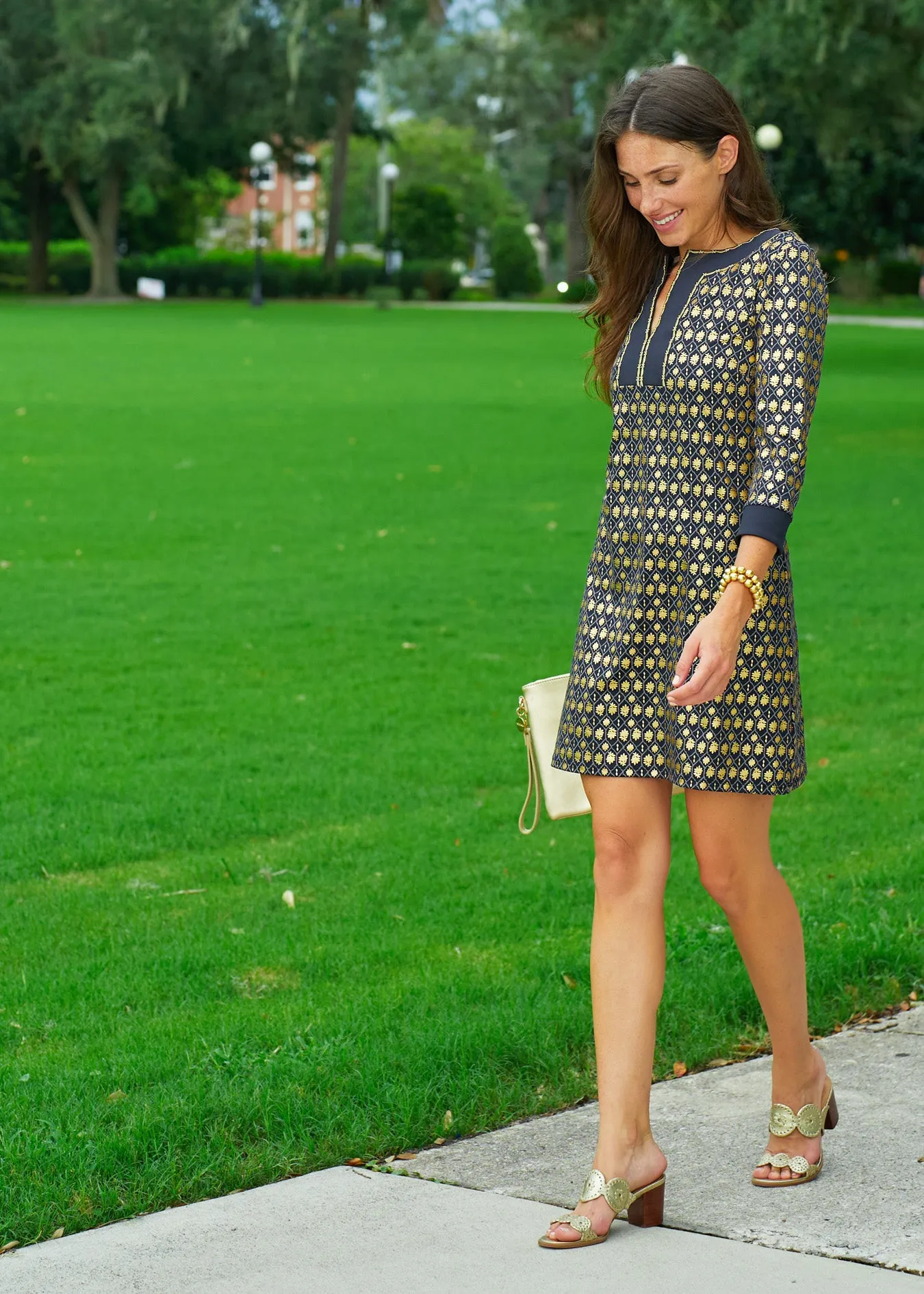 Black Metallic Tunic Dress