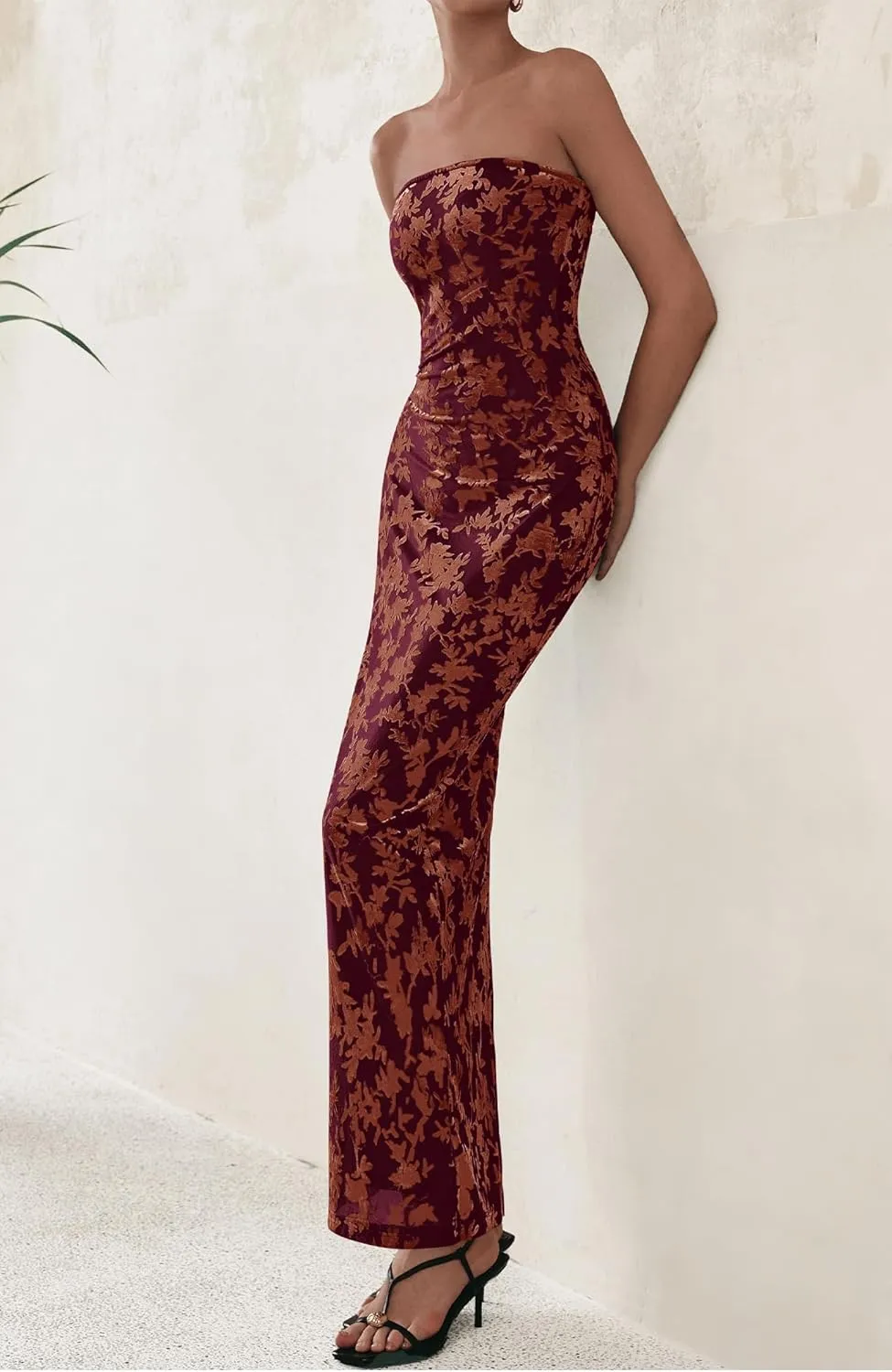 BTFBM Women Spring Dresses 2025 Elegant Wedding Guest Dresses Bodycon Tube Maxi Dress Split Floral Cocktail Dress