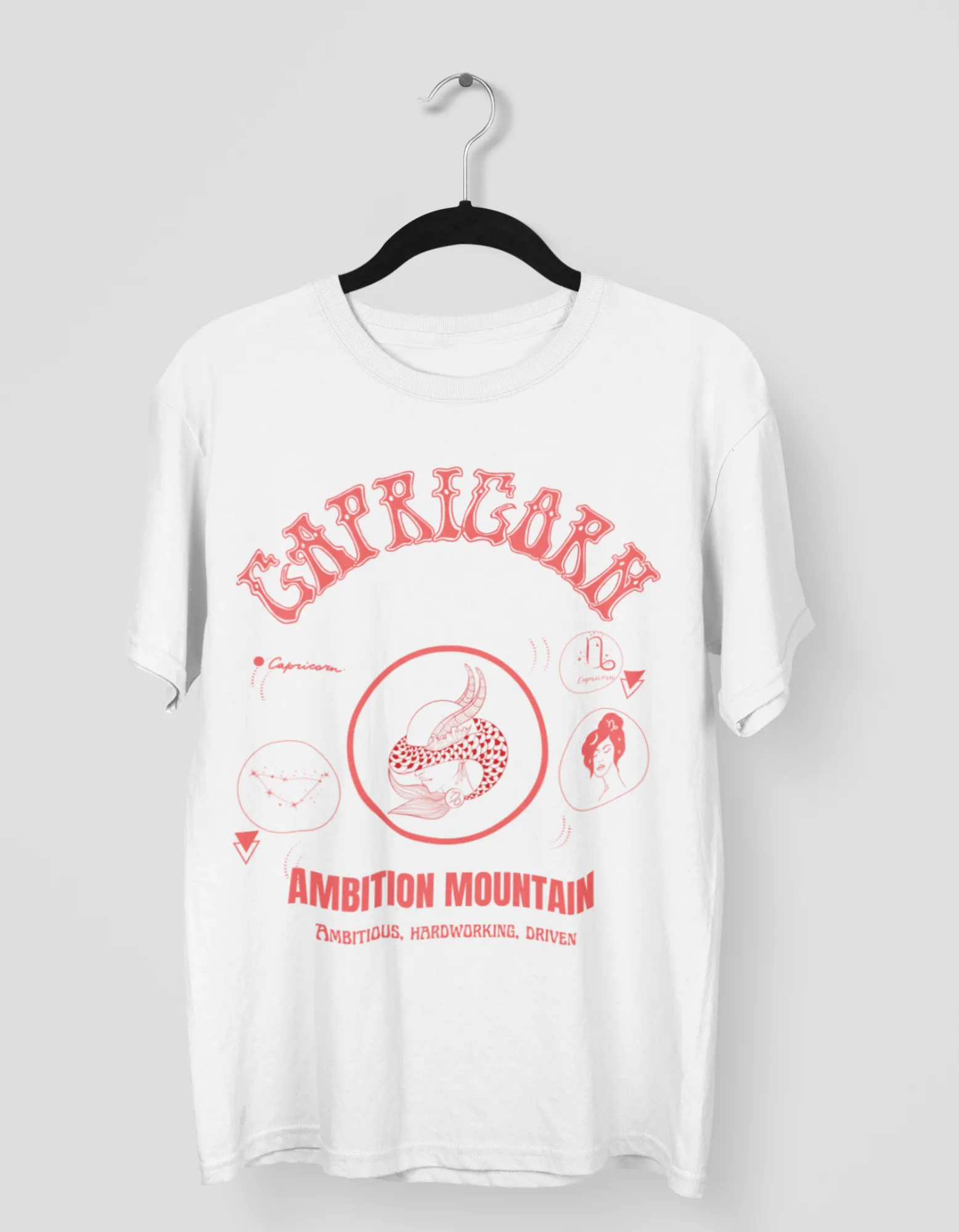 Capricorn The Goat Graphic Printed Oversized T-Shirt For Women