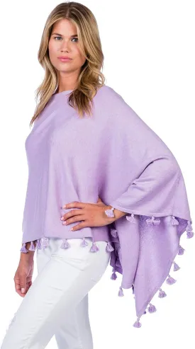 Caroline Grace by Alashan Cashmere Blend Tassel Trim Dress Luxe Topper Poncho -One Size -Lightweight, Soft,Cozy & Versatile