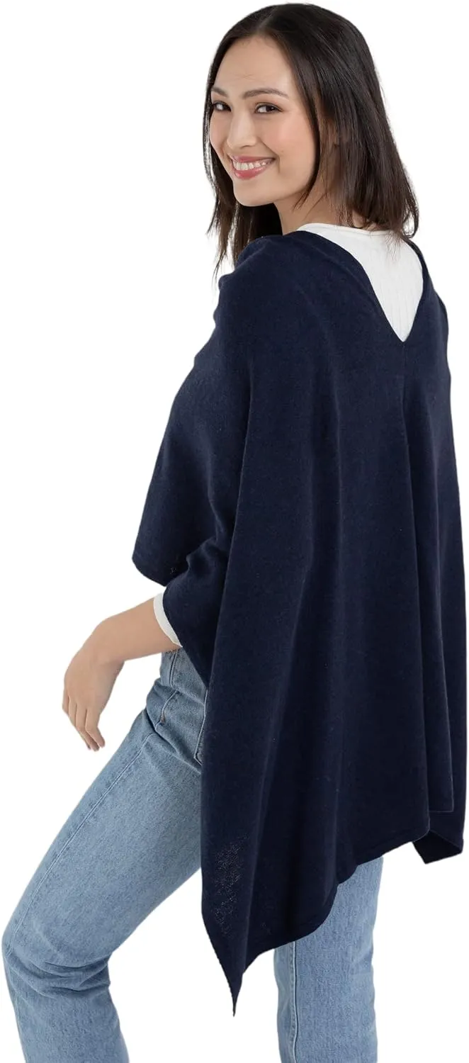 Caroline Grace Cashmere Blend Poncho by Alashan Lightweight & Super Soft - 95% Cotton 5% Cashmere - Great Gift Item