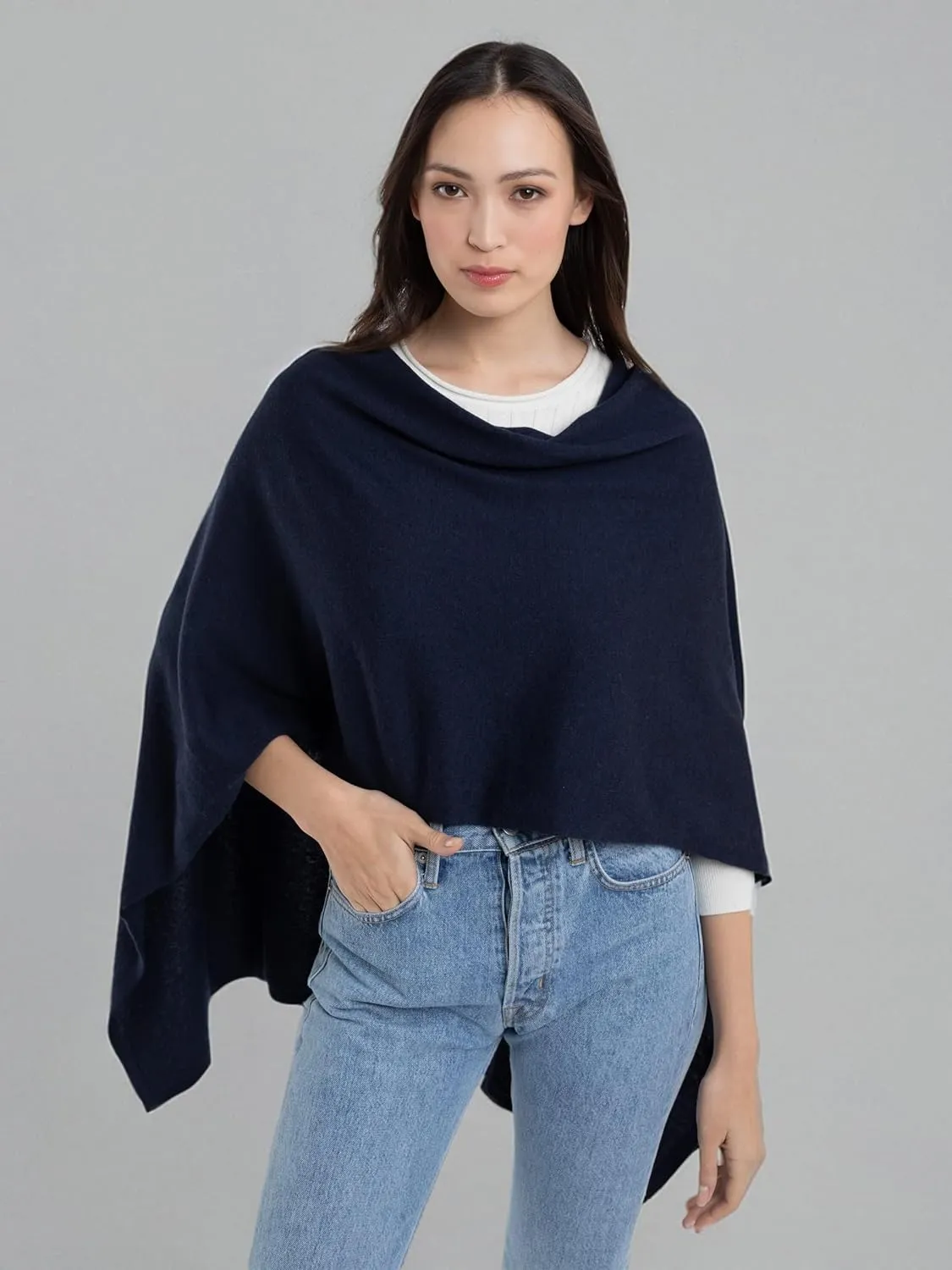 Caroline Grace Cashmere Blend Poncho by Alashan Lightweight & Super Soft - 95% Cotton 5% Cashmere - Great Gift Item