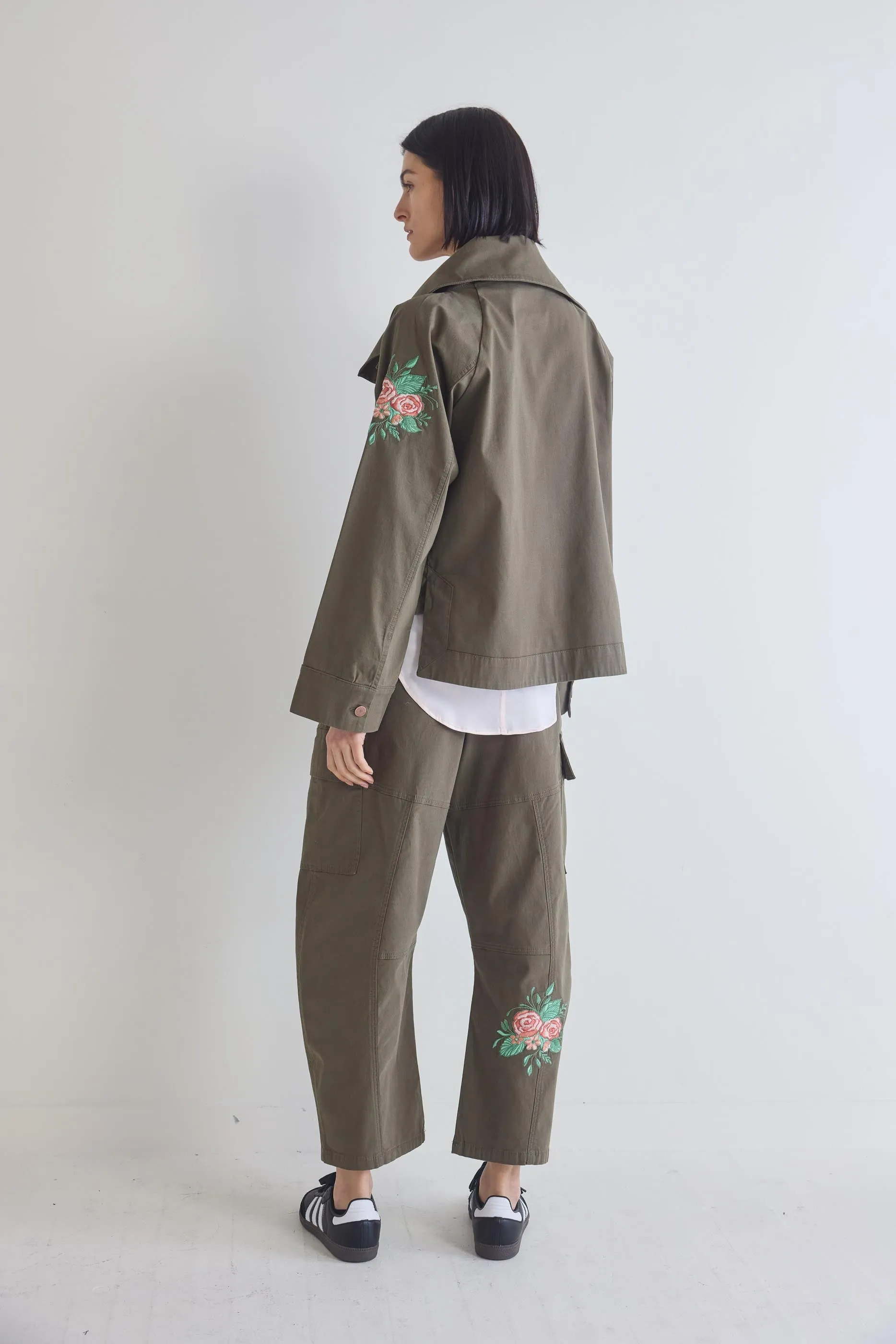 Coming Up Roses Twill Mini Drama Jacket