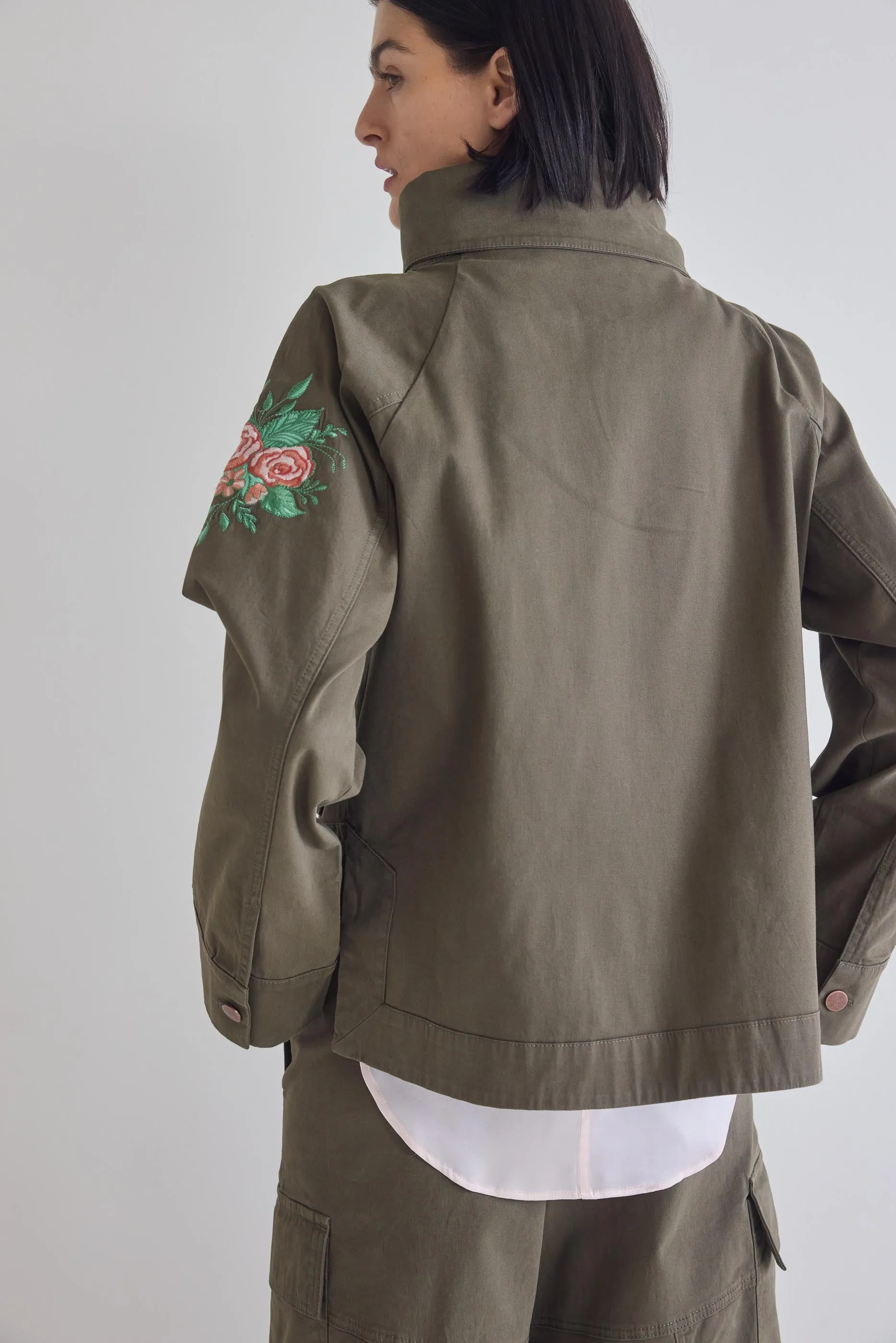 Coming Up Roses Twill Mini Drama Jacket