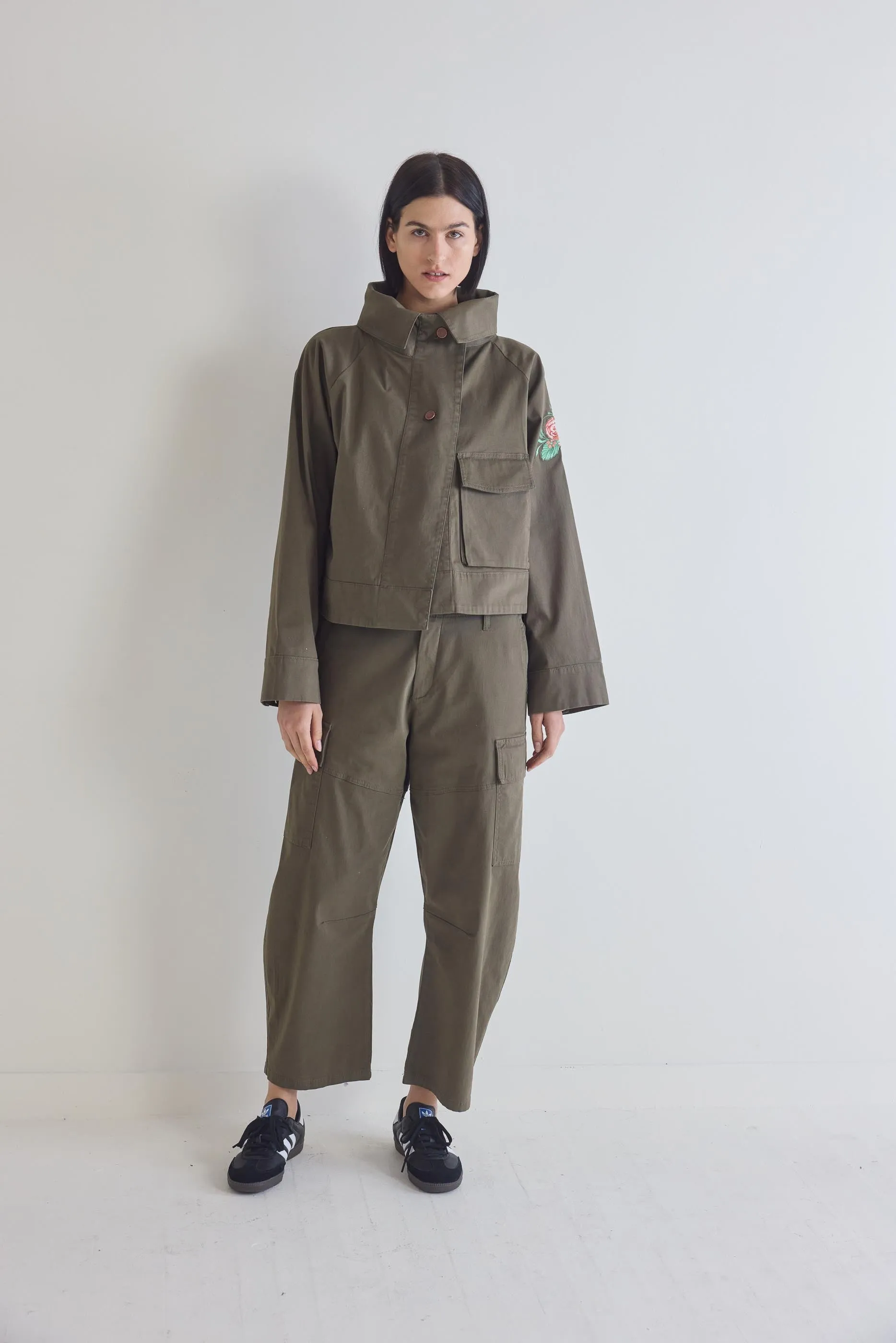 Coming Up Roses Twill Mini Drama Jacket