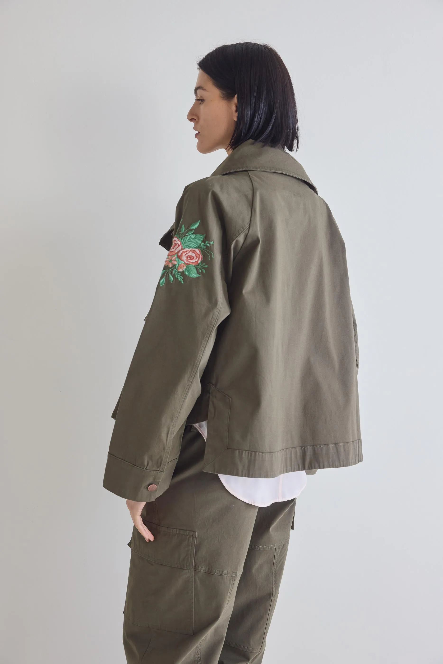 Coming Up Roses Twill Mini Drama Jacket