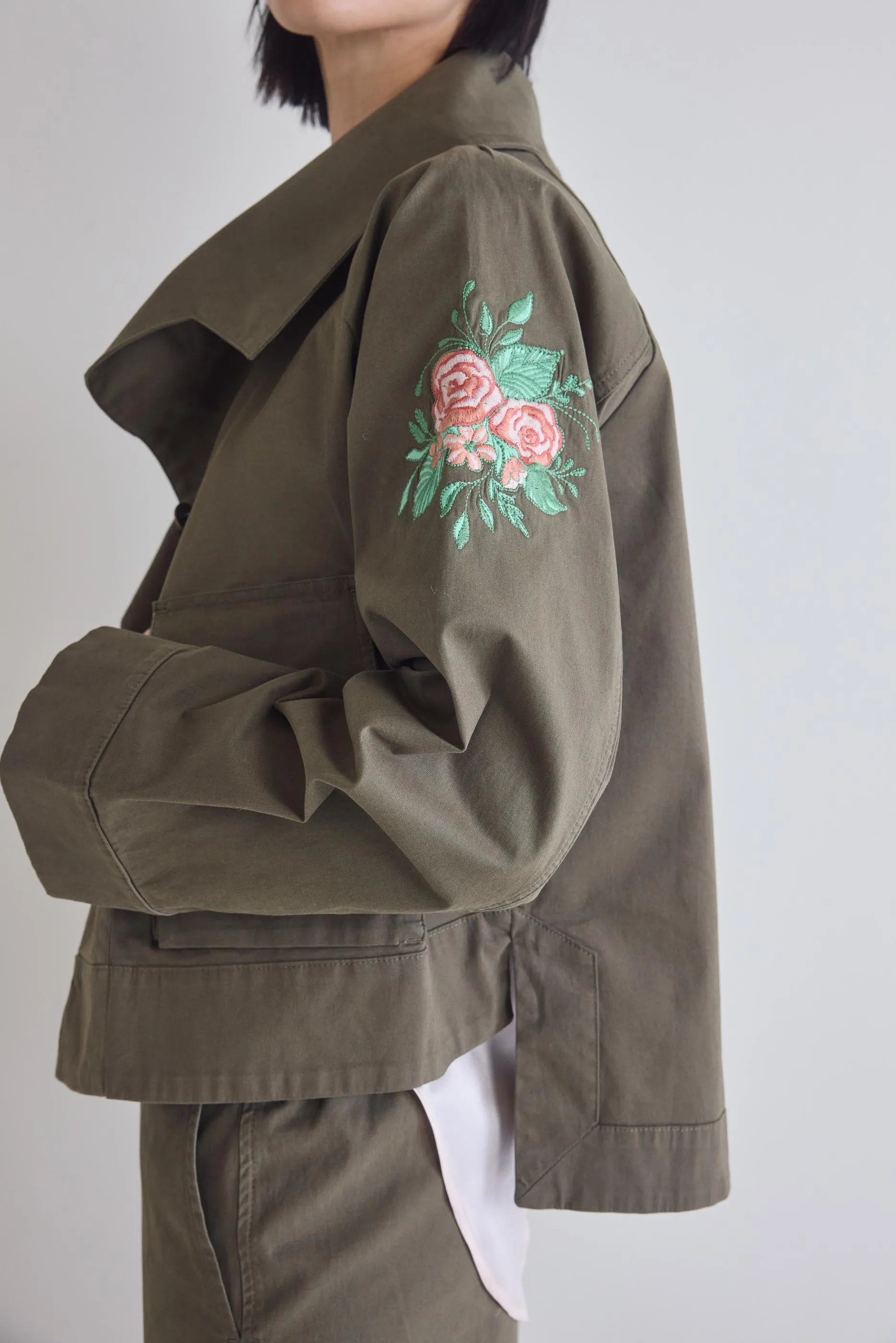 Coming Up Roses Twill Mini Drama Jacket