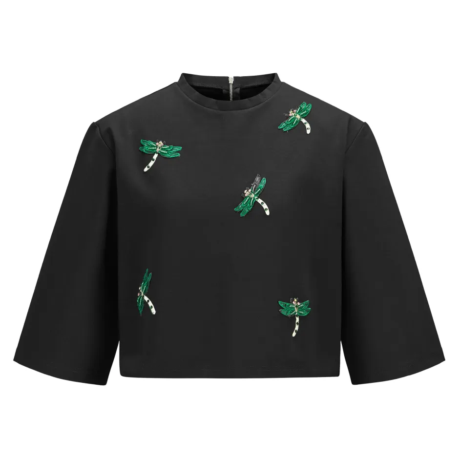 Cropped TOP sweatshirt SW2150M - In black Milano