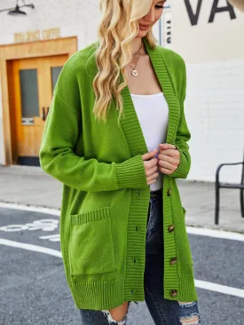 DressBetty - V-Neck Single Breasted Pockets Cardigan
