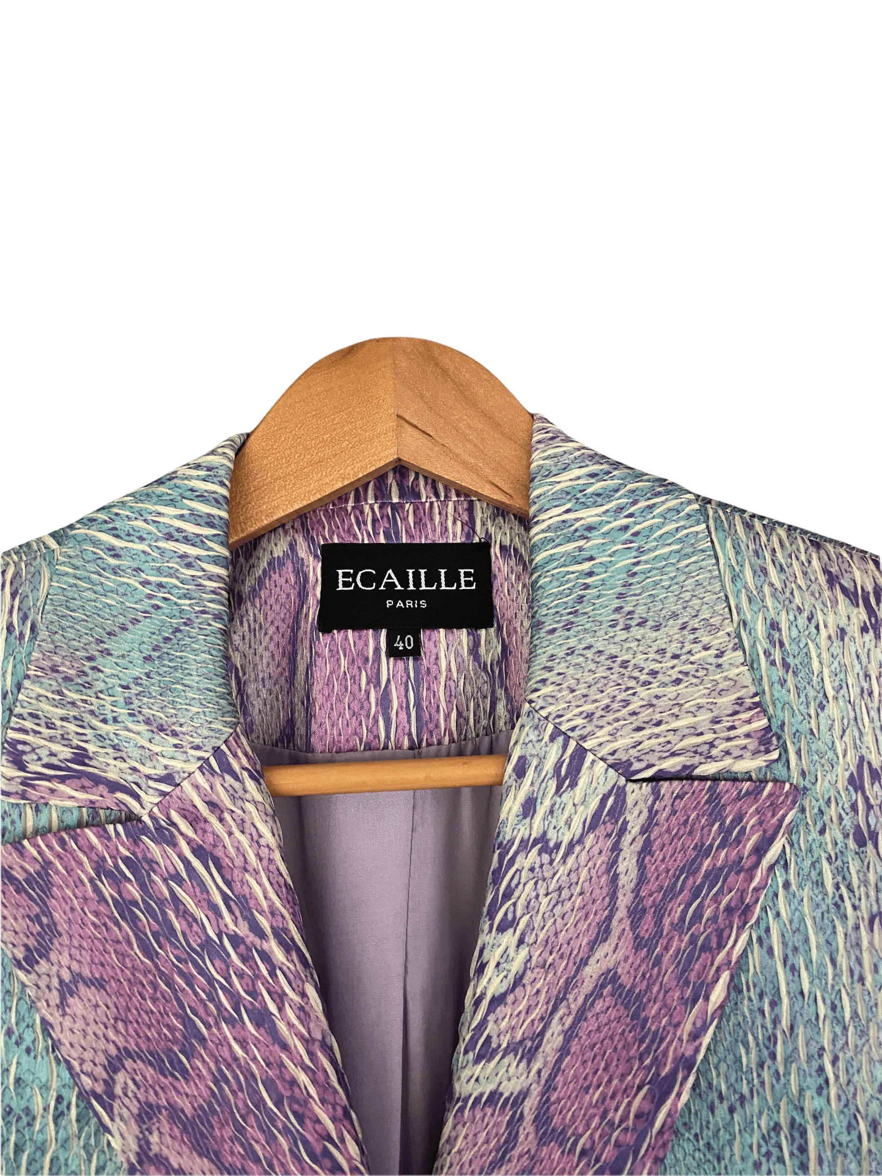 Ecaille Paris Pink and Green Snakeskin Pattern Jacket Size 40 UK Size 10