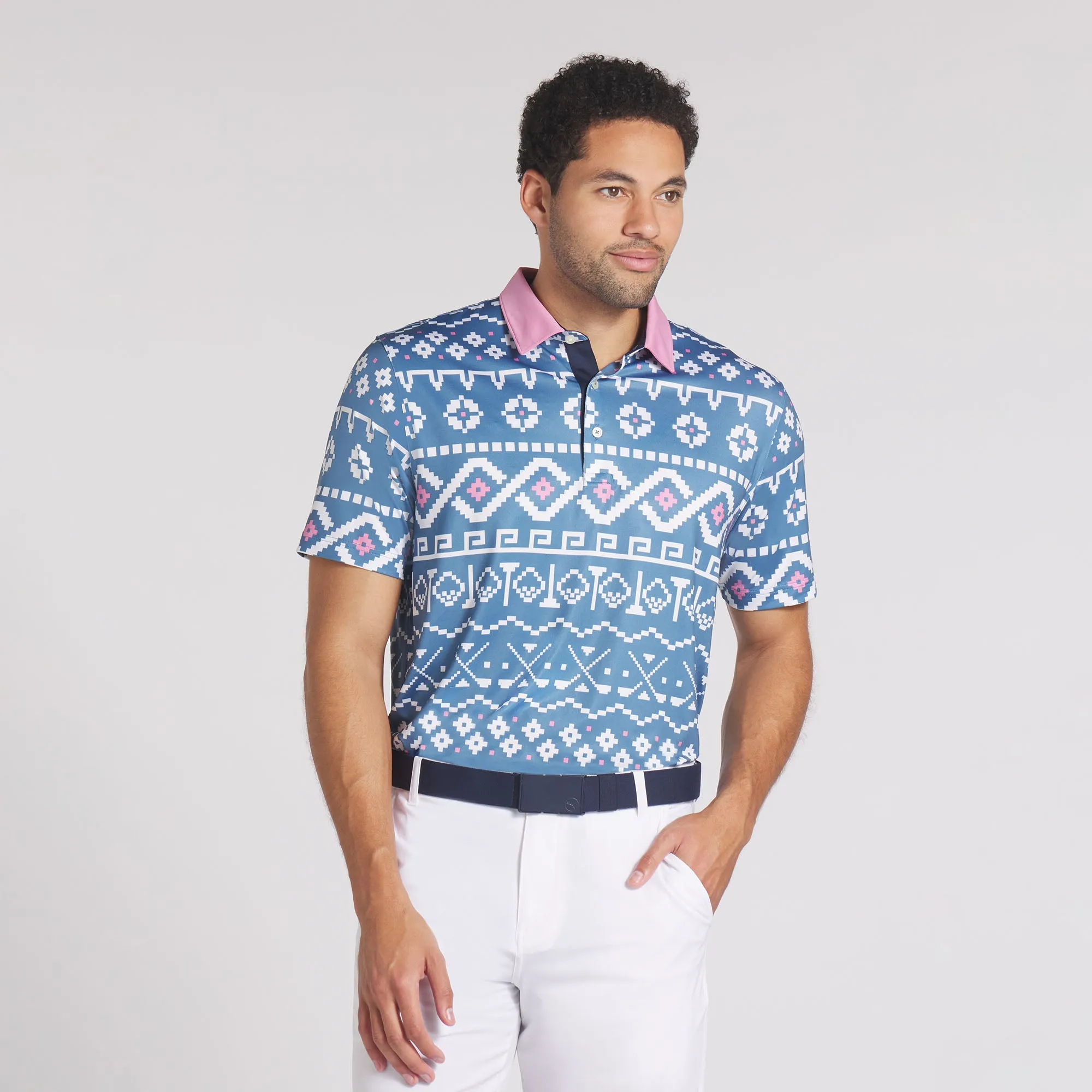Fair Isle Print Golf Polo