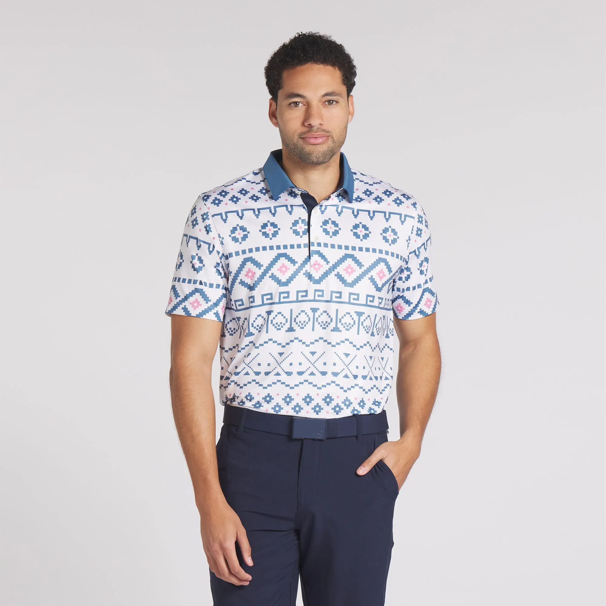 Fair Isle Print Golf Polo