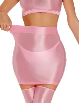 FEOYA Women??s Oil Shiny Bodycon Skirts Silky Smooth Pencil Mini Skirts Sexy Glossy Hot Skirts Club Party
