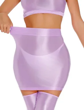 FEOYA Women??s Oil Shiny Bodycon Skirts Silky Smooth Pencil Mini Skirts Sexy Glossy Hot Skirts Club Party