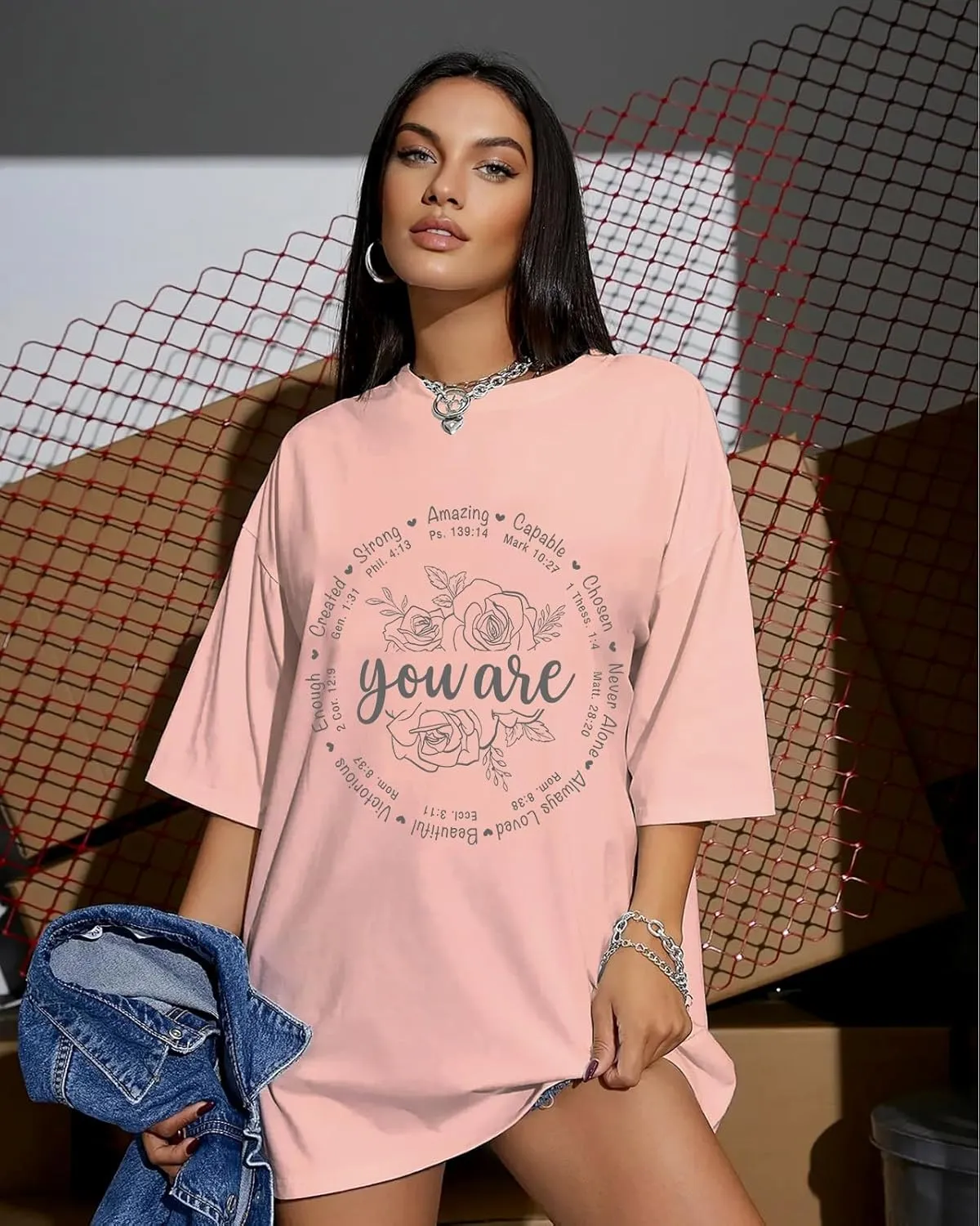 Flafens Oversized Tshirts for Women - T Shirt Graphic Tees Loose Crewneck Pattern Sleeve Cute Print Fashion Summer Tops