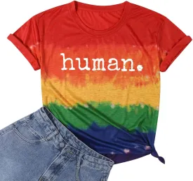 Gay Pride Rainbow Pride Shirt Women Tie Dye Proud LGBTQ Equality T Shirt Lesbian Casual Summer Short Sleeve Tee Tops