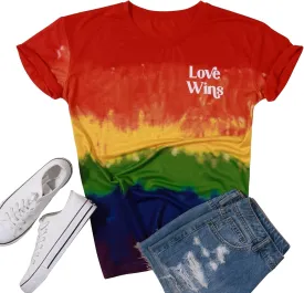Gay Pride Rainbow Pride Shirt Women Tie Dye Proud LGBTQ Equality T Shirt Lesbian Casual Summer Short Sleeve Tee Tops