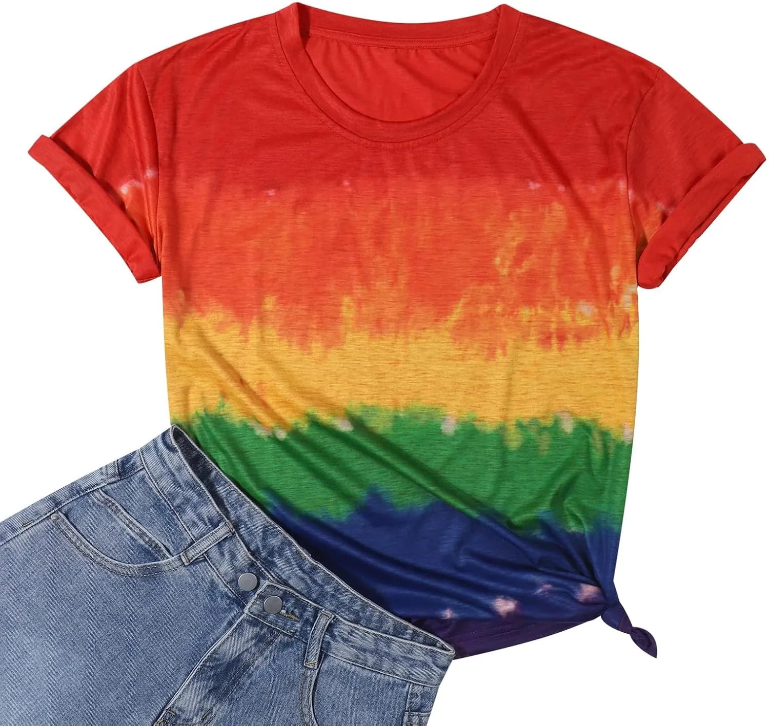 Gay Pride Rainbow Pride Shirt Women Tie Dye Proud LGBTQ Equality T Shirt Lesbian Casual Summer Short Sleeve Tee Tops