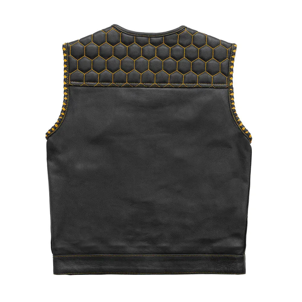 Hornet Men's Club Style Leather Vest - Gold