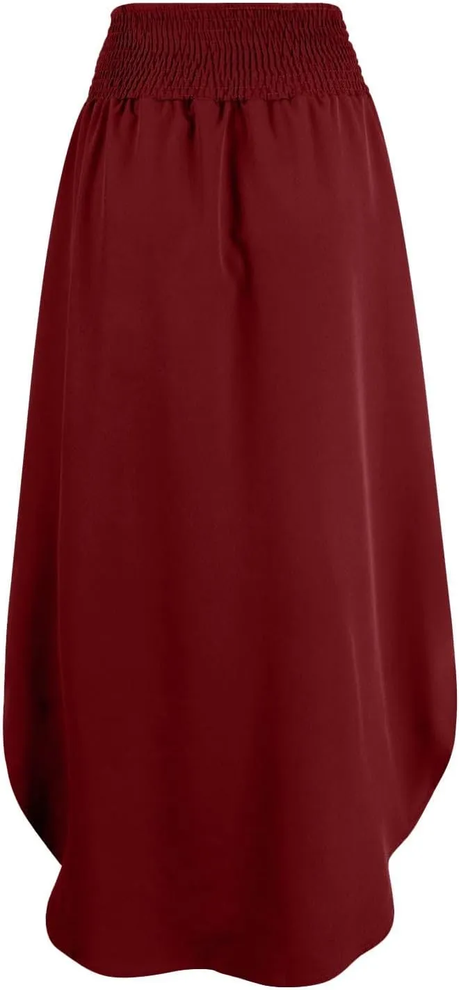 JJHAEVDY Skirts for Women Solid Irregular Hem Maxi Skirt Elastic High Waisted Skirts Loose Casual Fashion Skirts with Pockets