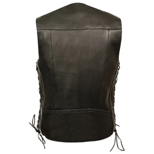 Men's Braided Side Lace Vest w/ Buffalo Snaps 1359 MV Braid