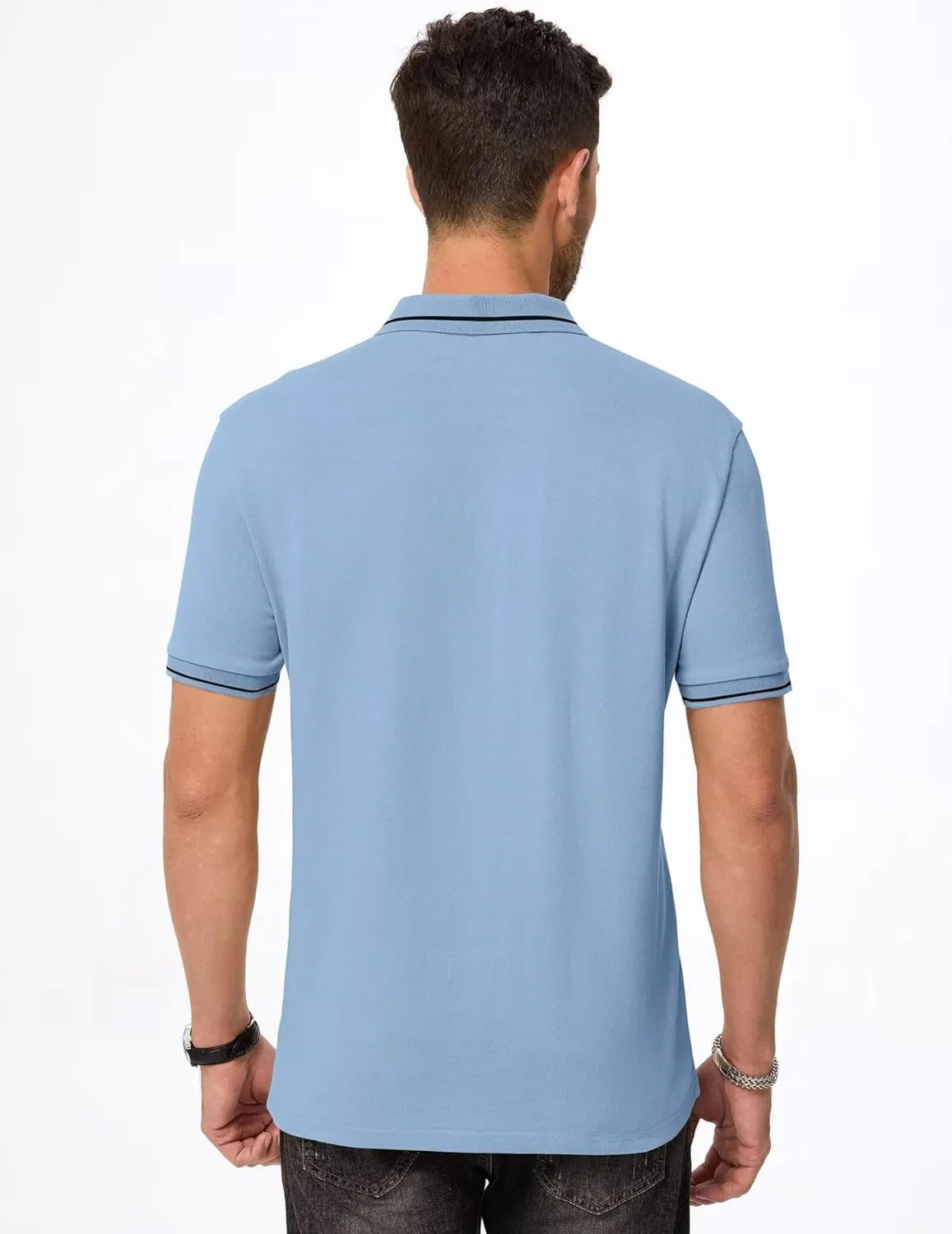 Men's Polo Shirts Classic Fit Button Up Short Sleeve Basic Cotton Tees Golf Work Tops