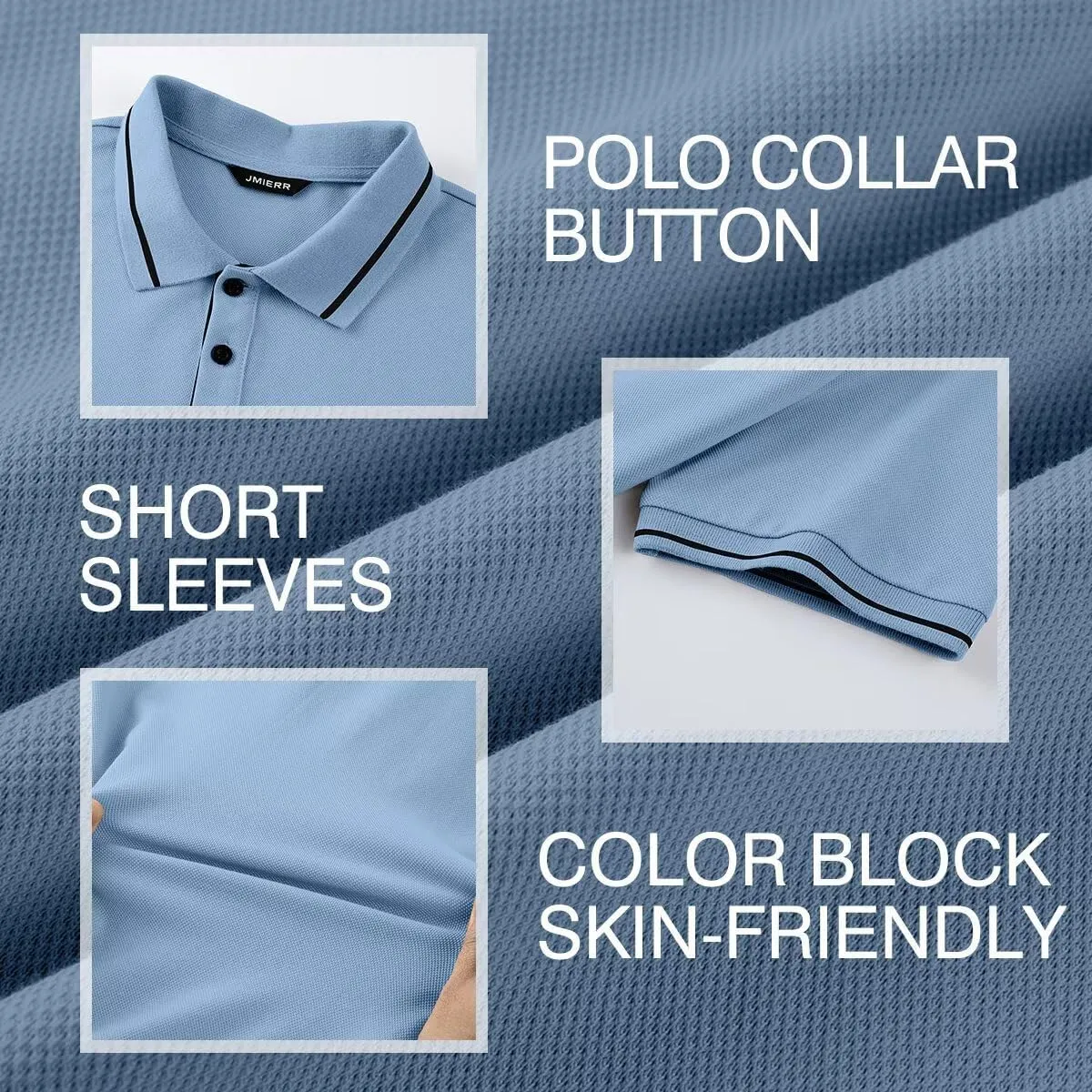Men's Polo Shirts Classic Fit Button Up Short Sleeve Basic Cotton Tees Golf Work Tops