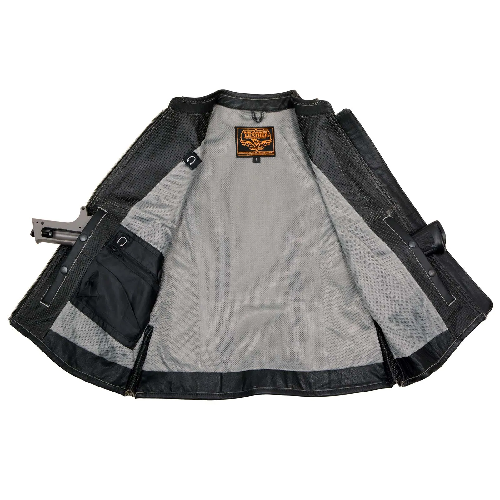 Milwaukee Leather MLL4507 Women's Black Leather Grey Accented Laser