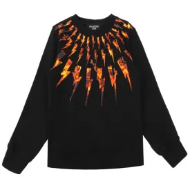 Neil Barrett Kids Fair-isle Flame Thunderbolt Sweatshirt