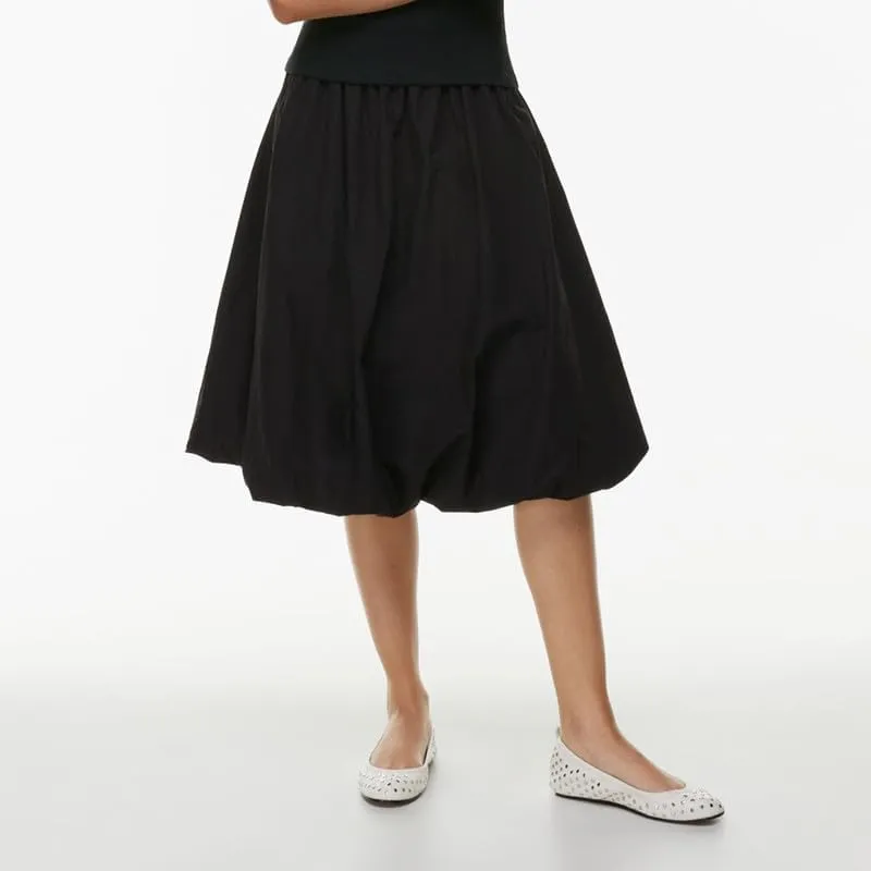 NUFIWI Women Low Waist A Line Ruffle Bubble Long Skirts Solid Pleated Maxi Skirts Casual Summer Balloon Puffy Midi Skirts
