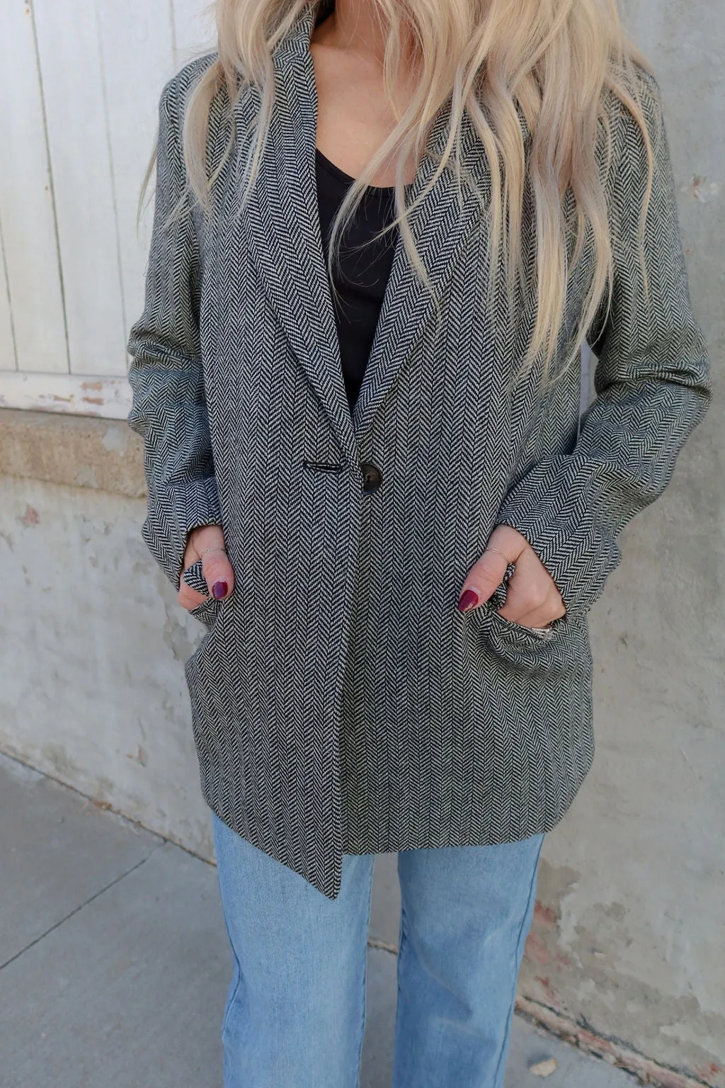On Your Time Woven Blazer Jacket