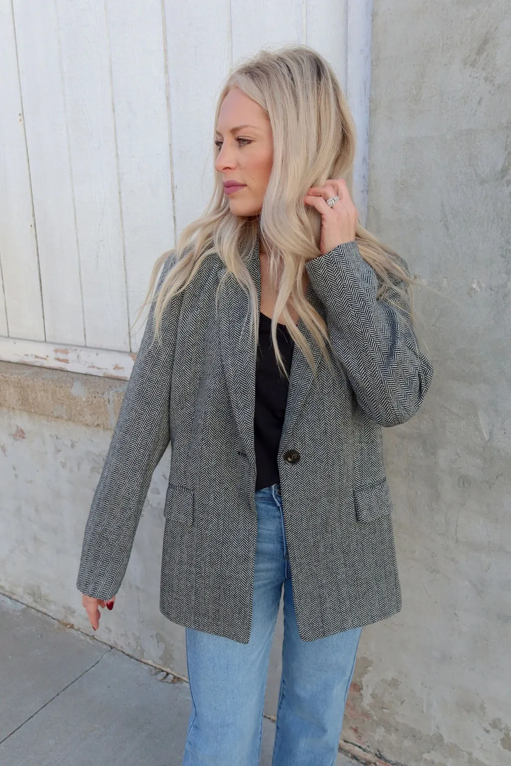 On Your Time Woven Blazer Jacket