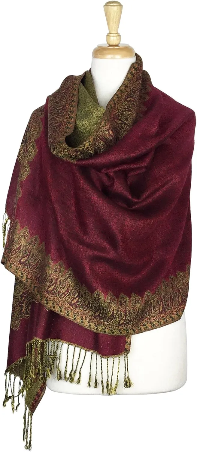 PASKMLNA Women's Reversible Pashmina Shawl Scarf Wrap Stole For All Seasons