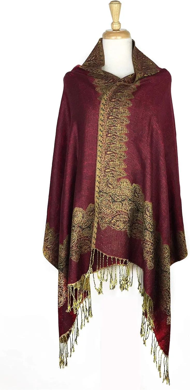 PASKMLNA Women's Reversible Pashmina Shawl Scarf Wrap Stole For All Seasons