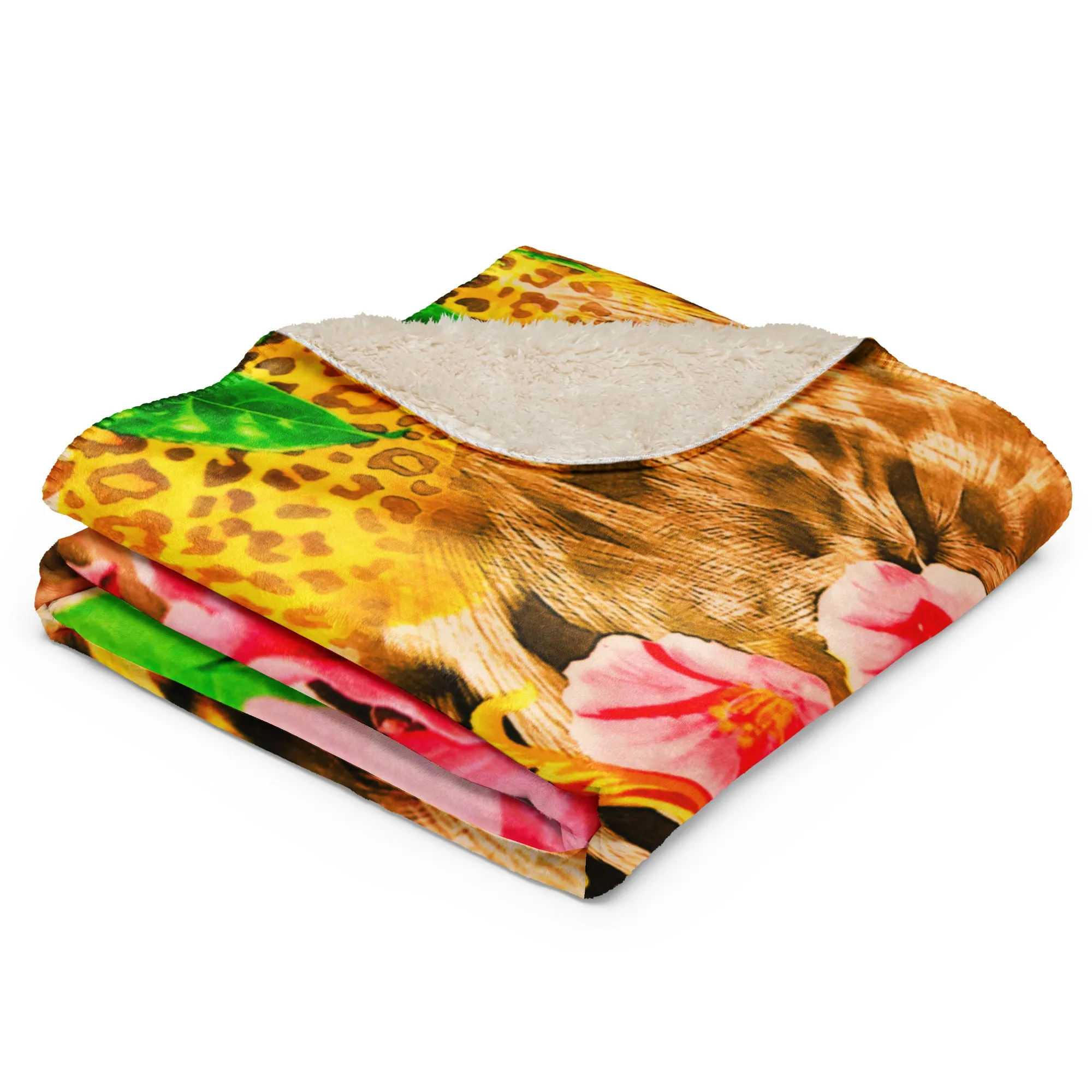 Rich Gold Animal Print Sherpa blanket lioness-love