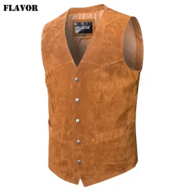 Vintage Style Men's Genuine Leather Cowboy Vest