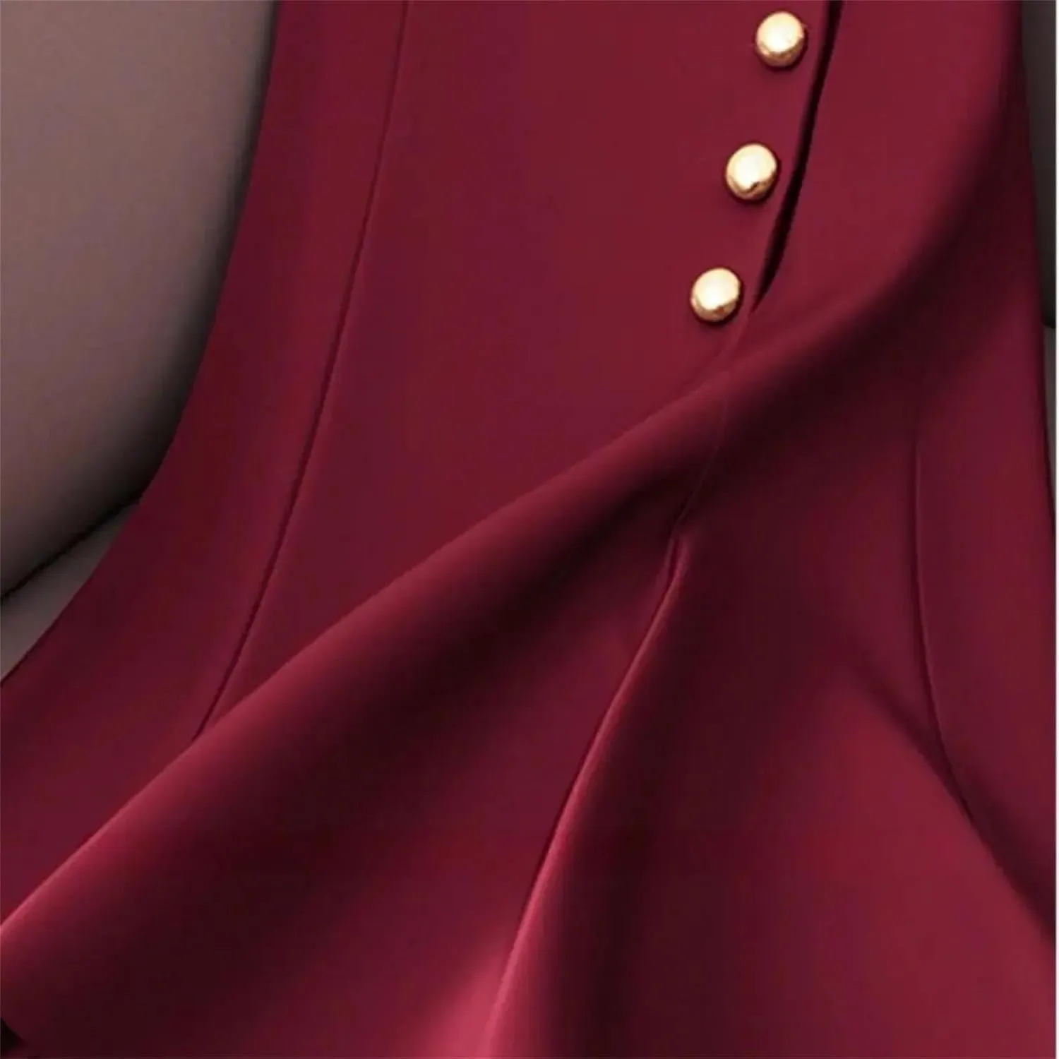 Women Elegant Temperament Solid Color Pencil Skirt Office Slim High Waist Single Breasted Skirts
