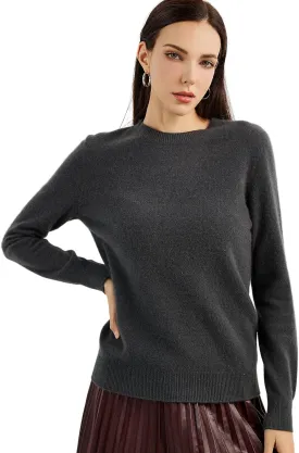Women's 100% Pure Cashmere Sweater 2025 Fall Winter Crew Neck Long Sleeve Warm Soft Knitted Pullover