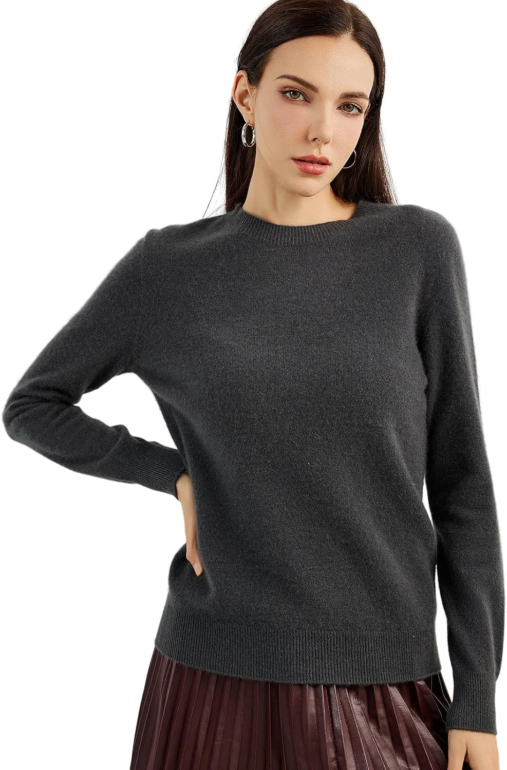 Women's 100% Pure Cashmere Sweater 2025 Fall Winter Crew Neck Long Sleeve Warm Soft Knitted Pullover