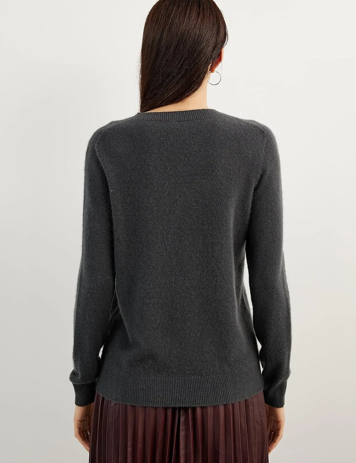 Women's 100% Pure Cashmere Sweater 2025 Fall Winter Crew Neck Long Sleeve Warm Soft Knitted Pullover