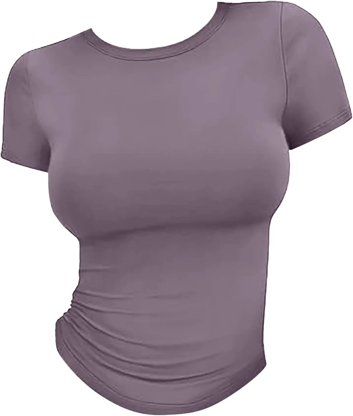 Womens Classic Slim Fit Crop Top Crewneck Short Sleeve Sexy Y2K Shirt Casual Base Layer Soft Workout Gym Stretch Shirt